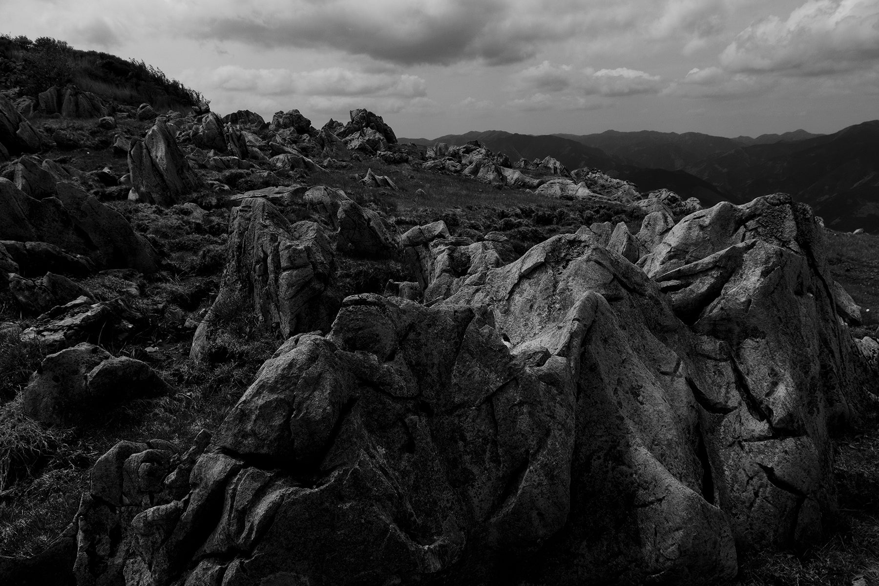 black and white photo of mountains