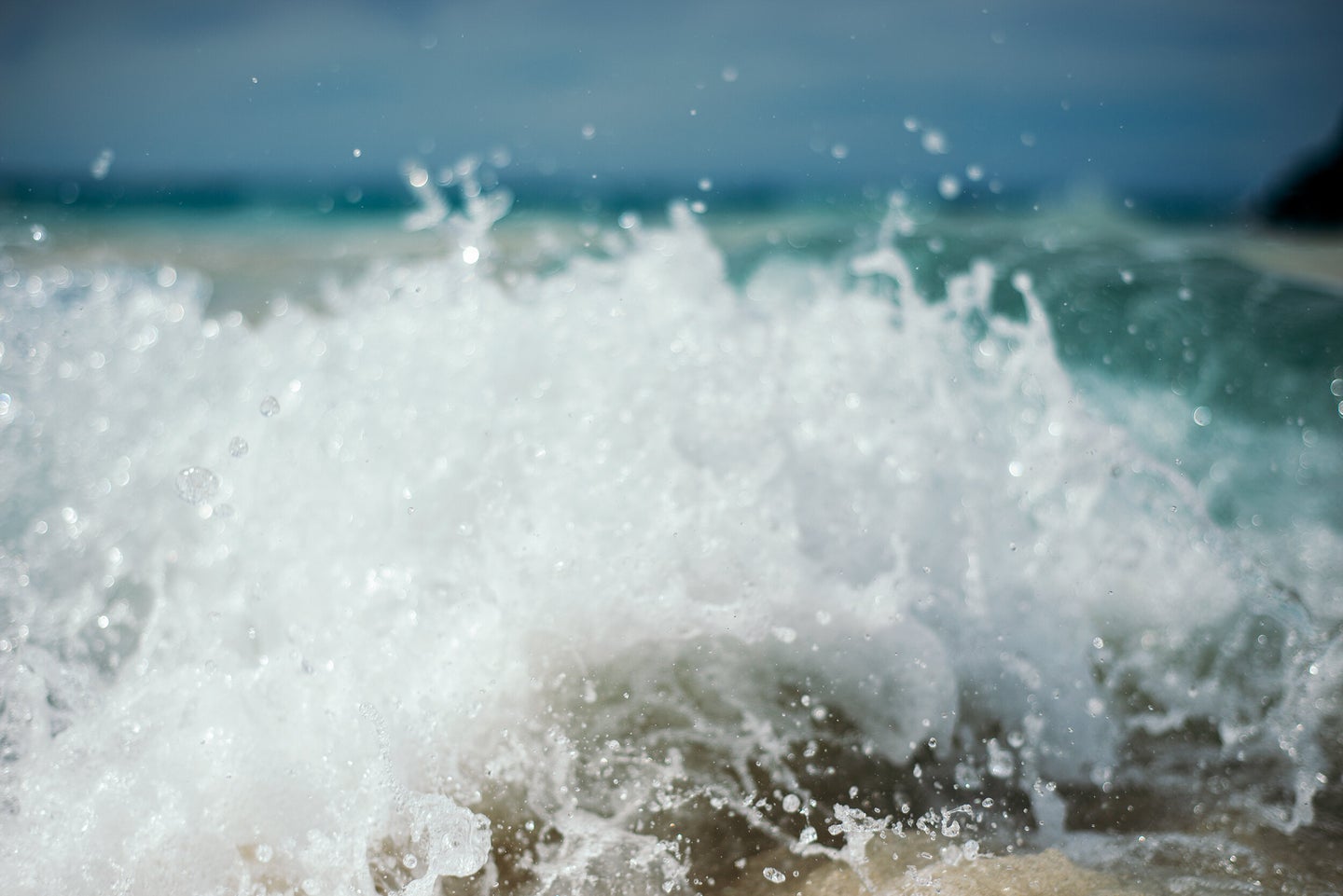 waves crashing on the beach