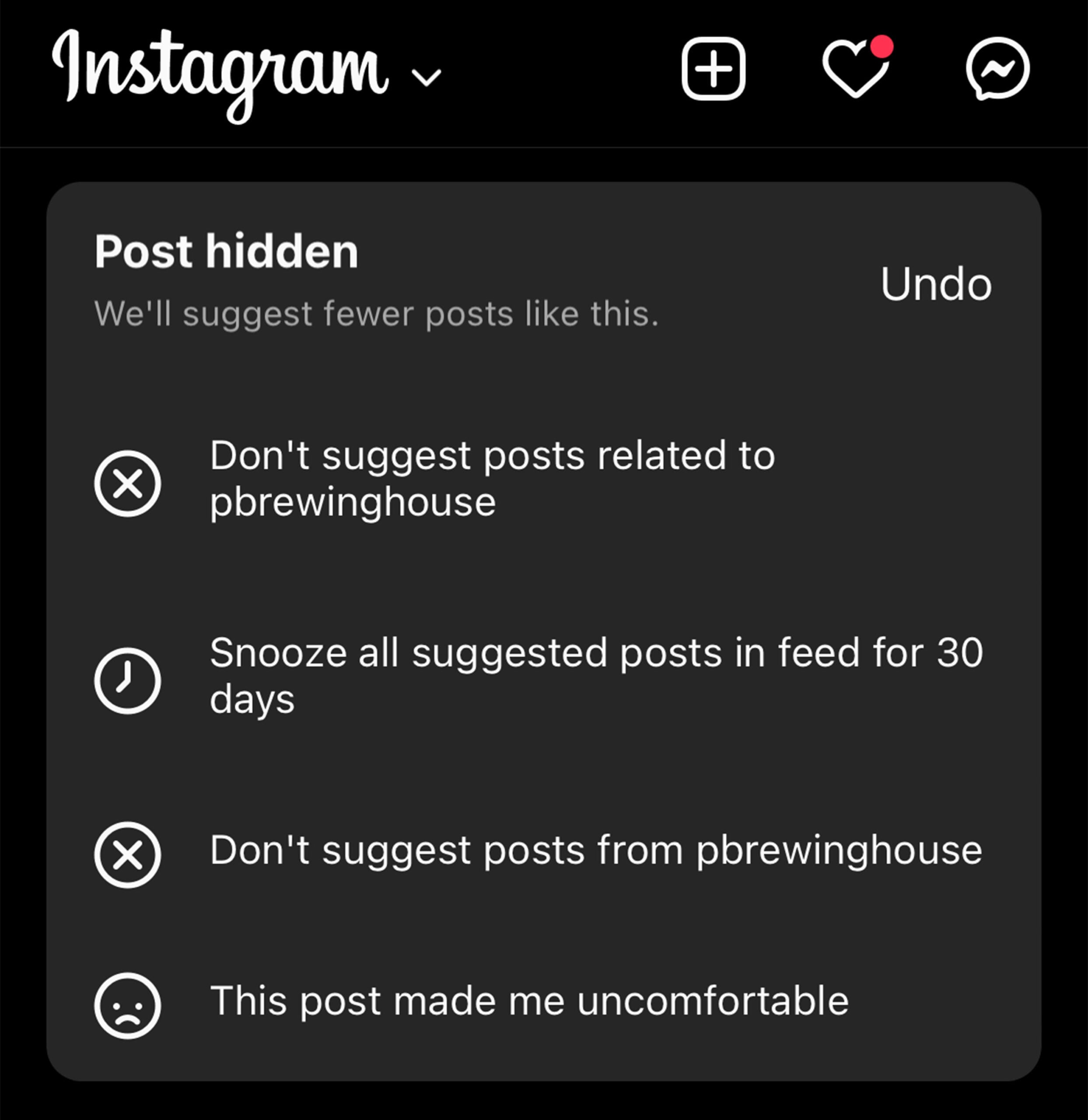 How to snooze suggested posts in Instagram