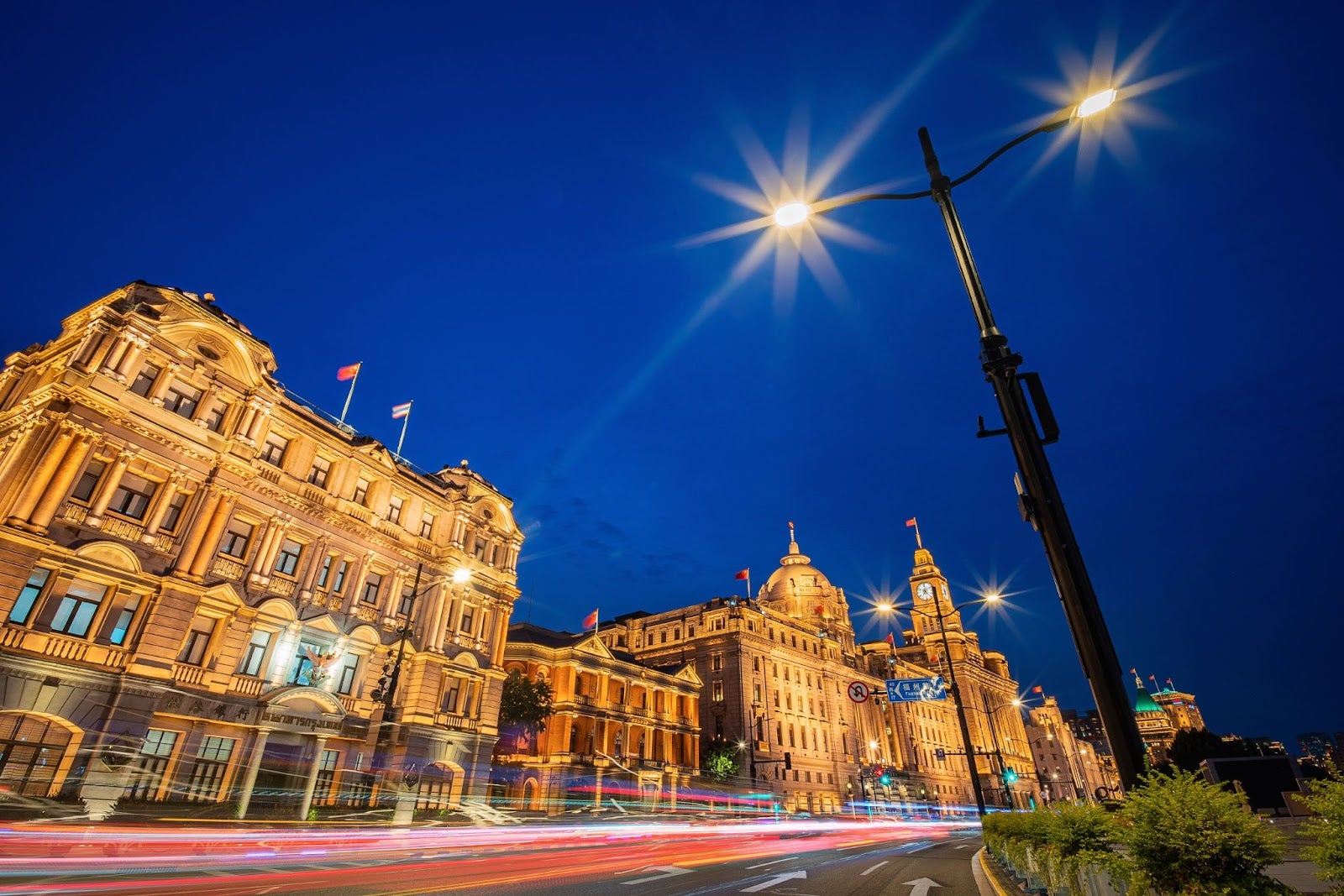 Long exposure of a city street scene, shot with the new Meike 10mm f/2