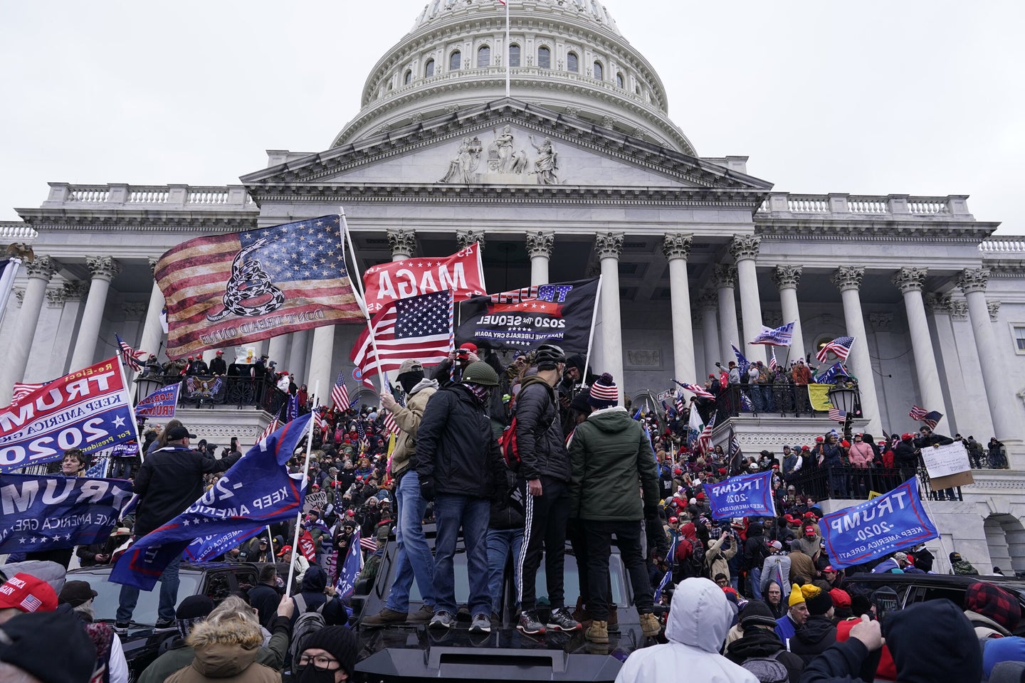 Protesters gather on the second day of pro-Trump events fueled by President Donald Trump's continued claims of election fraud in an to overturn the results before Congress finalizes them in a joint session of the 117th Congress.