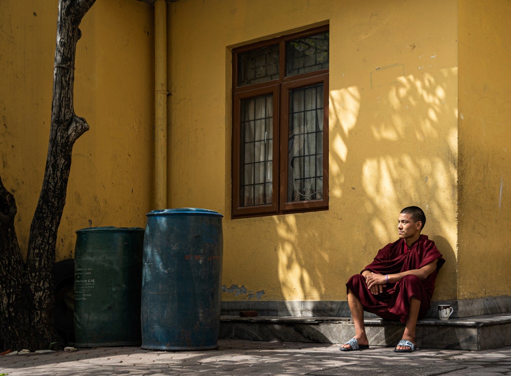 monk Shechen Monastery in Kathmandu nepal