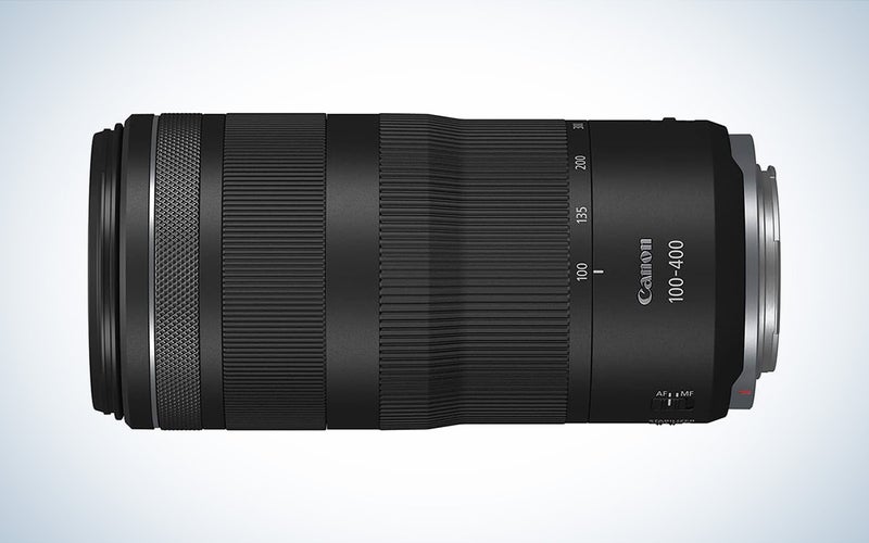 Canon RF100-400mm F5.6-8 is USM against a white background