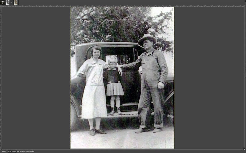 An old family photo in GIMP photo editor