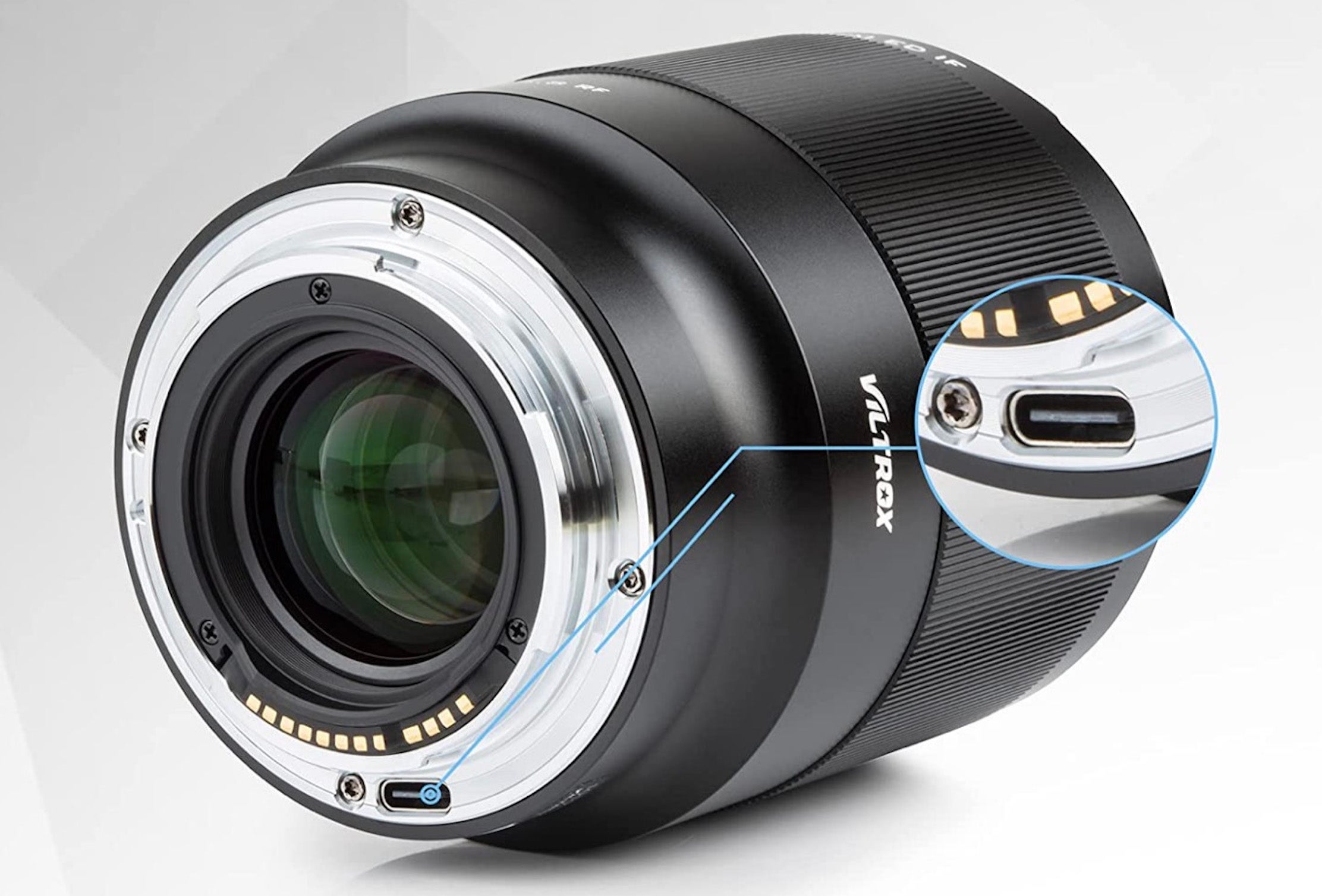 The Viltrox lens has a USB-C port built into the lens mount.
