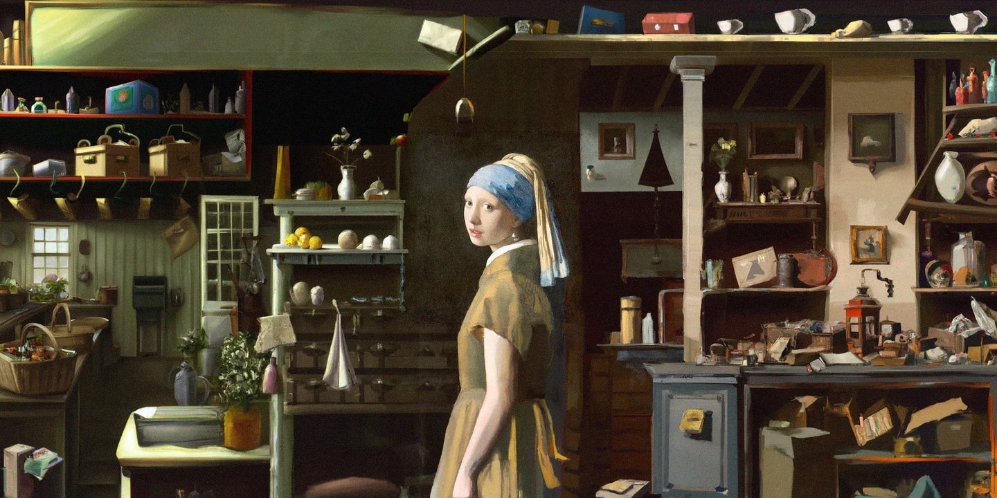 The famous painting, "Girl with a pearl earring" with its borders extended