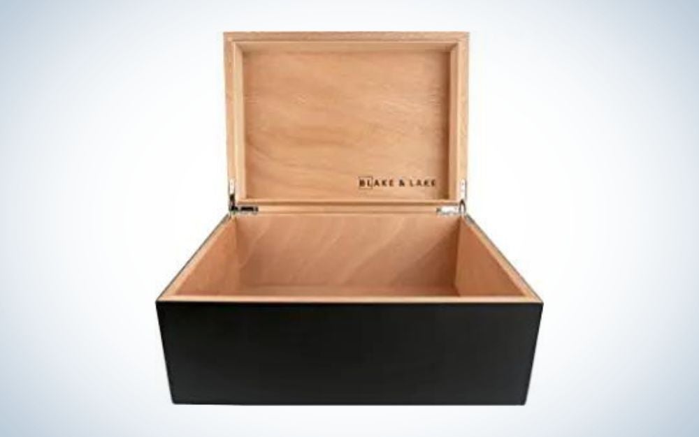 Large Wooden Box with Hinged Lid