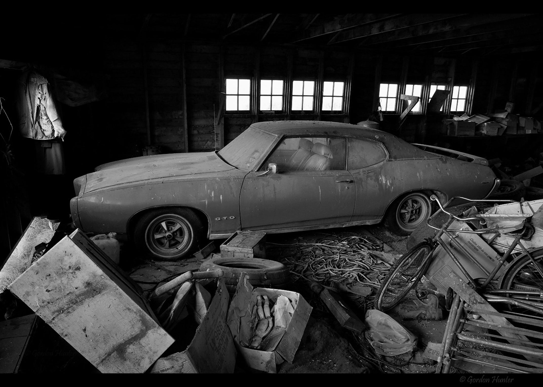 1969 pontiac GTO in barn.