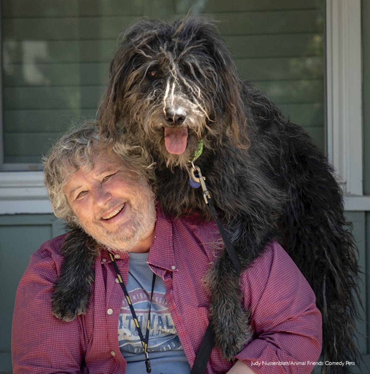 A person and dog who look real similar.