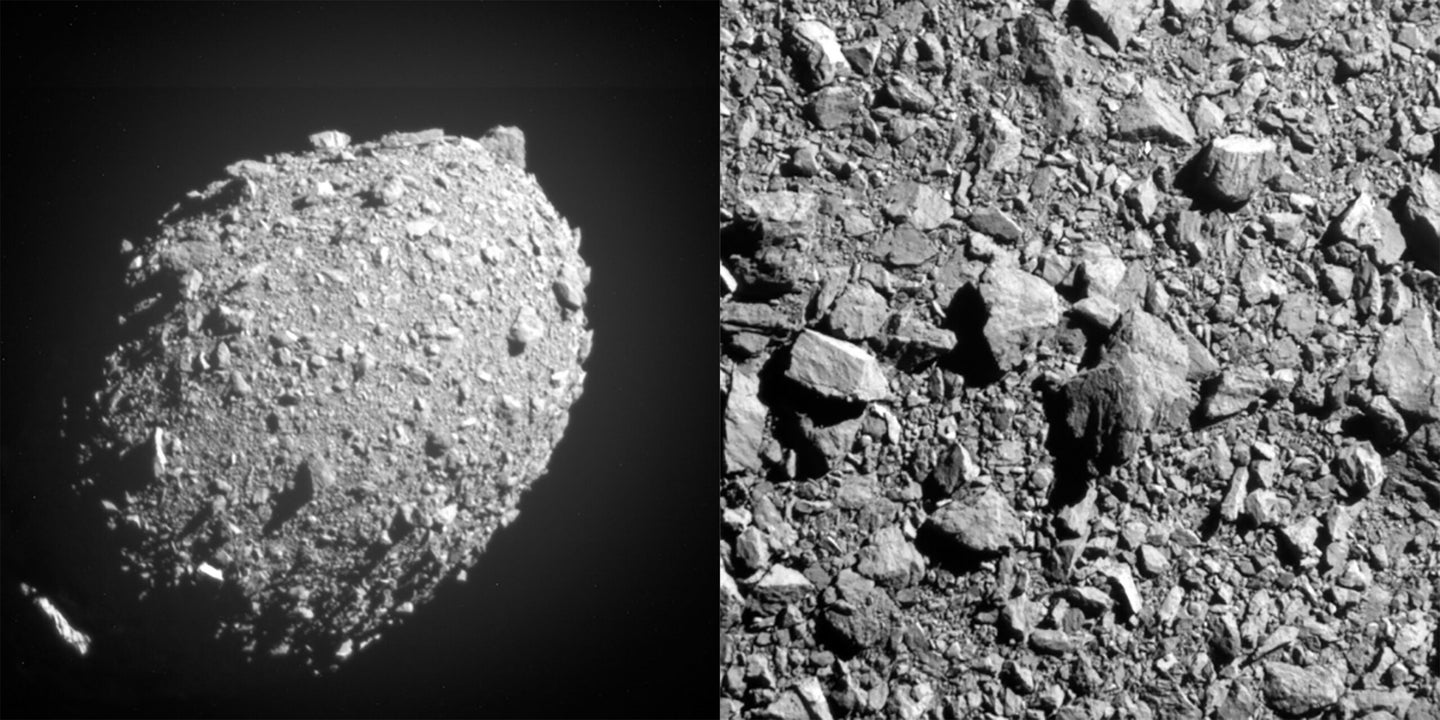 Final images in B&W from NASA's DART spacecraft, which slammed into an asteroid.