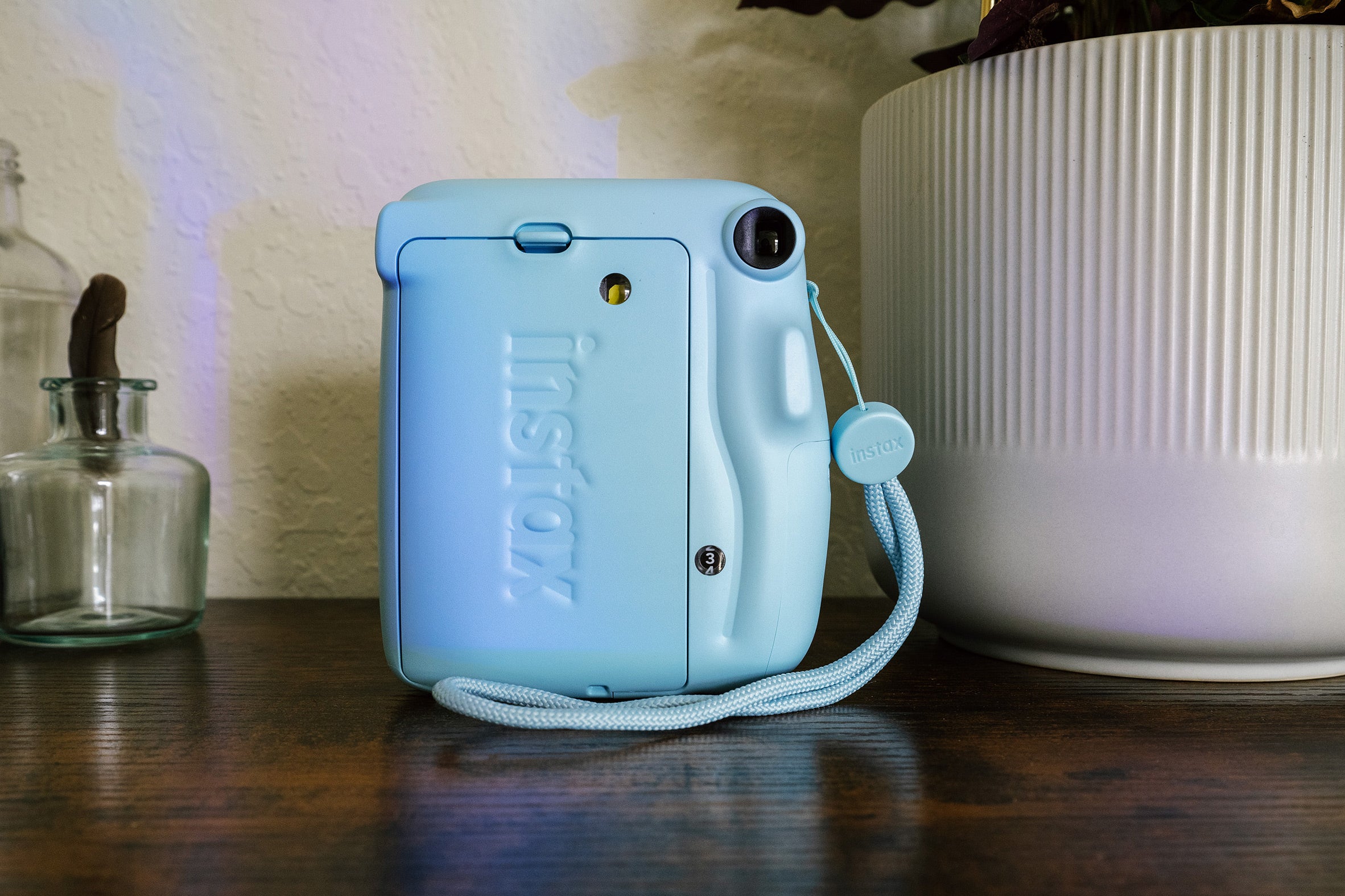 Blue Fujifilm instant camera