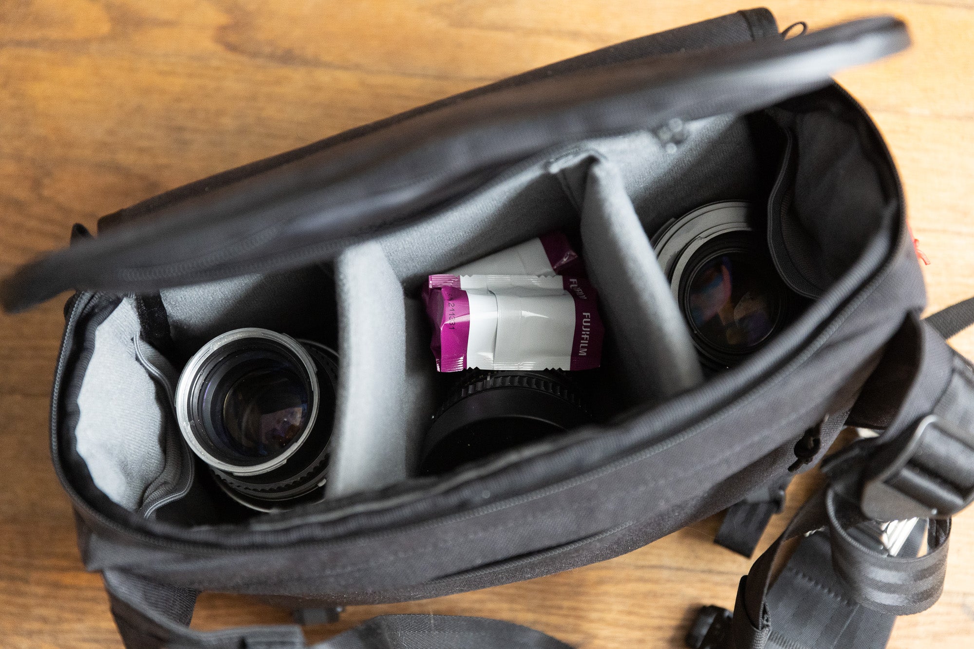 Chrome Niko 3.0 camera sling bag review: open with lenses in it