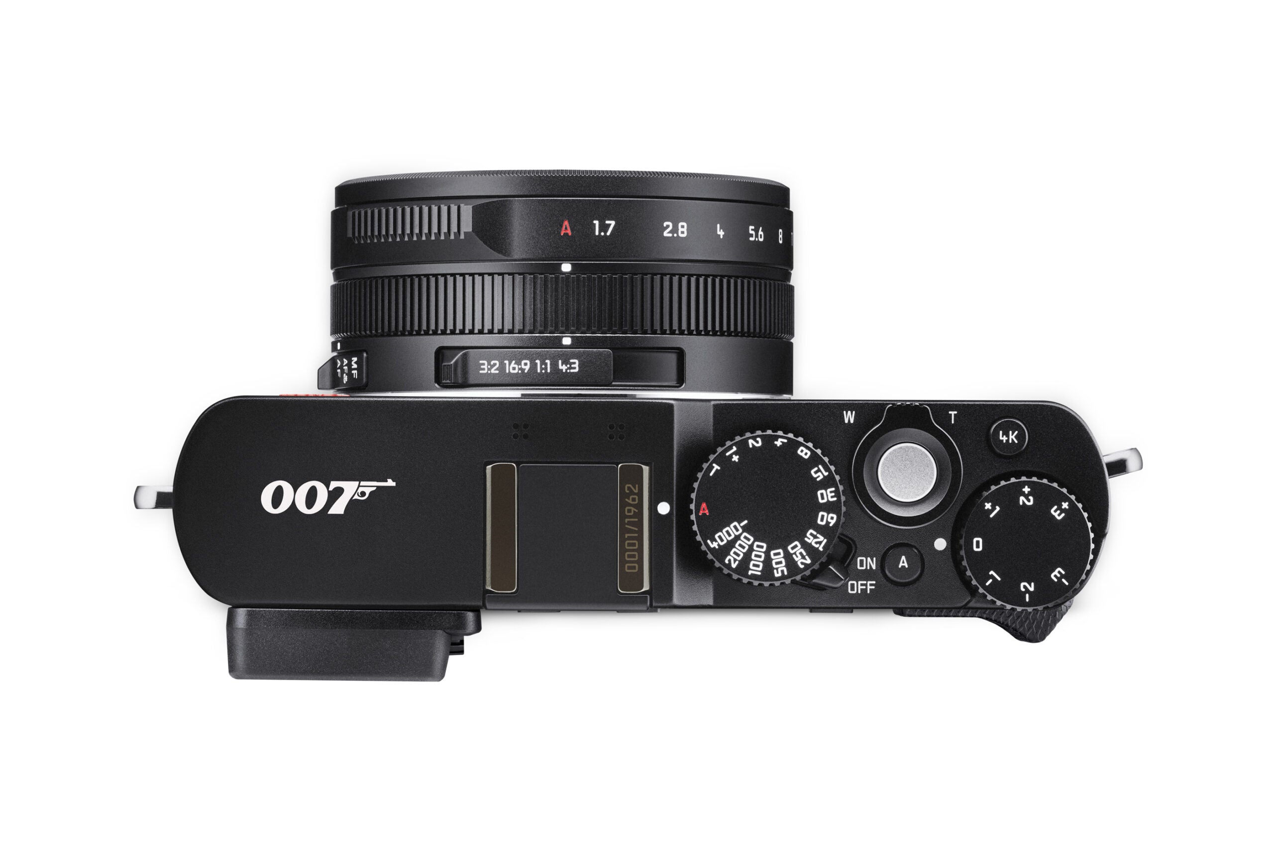 The top of the Leica D-Lux 7 007 Edition camera with Bond logo