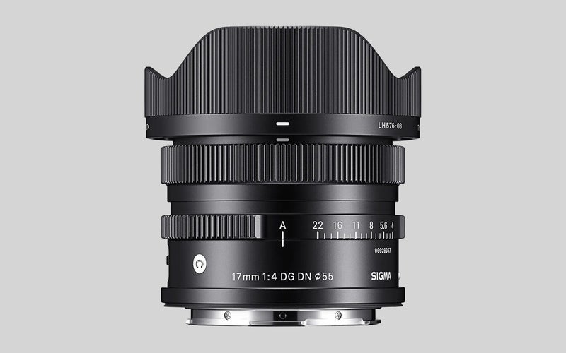 The Sigma I Series Contemporary prime lens on a gray background
