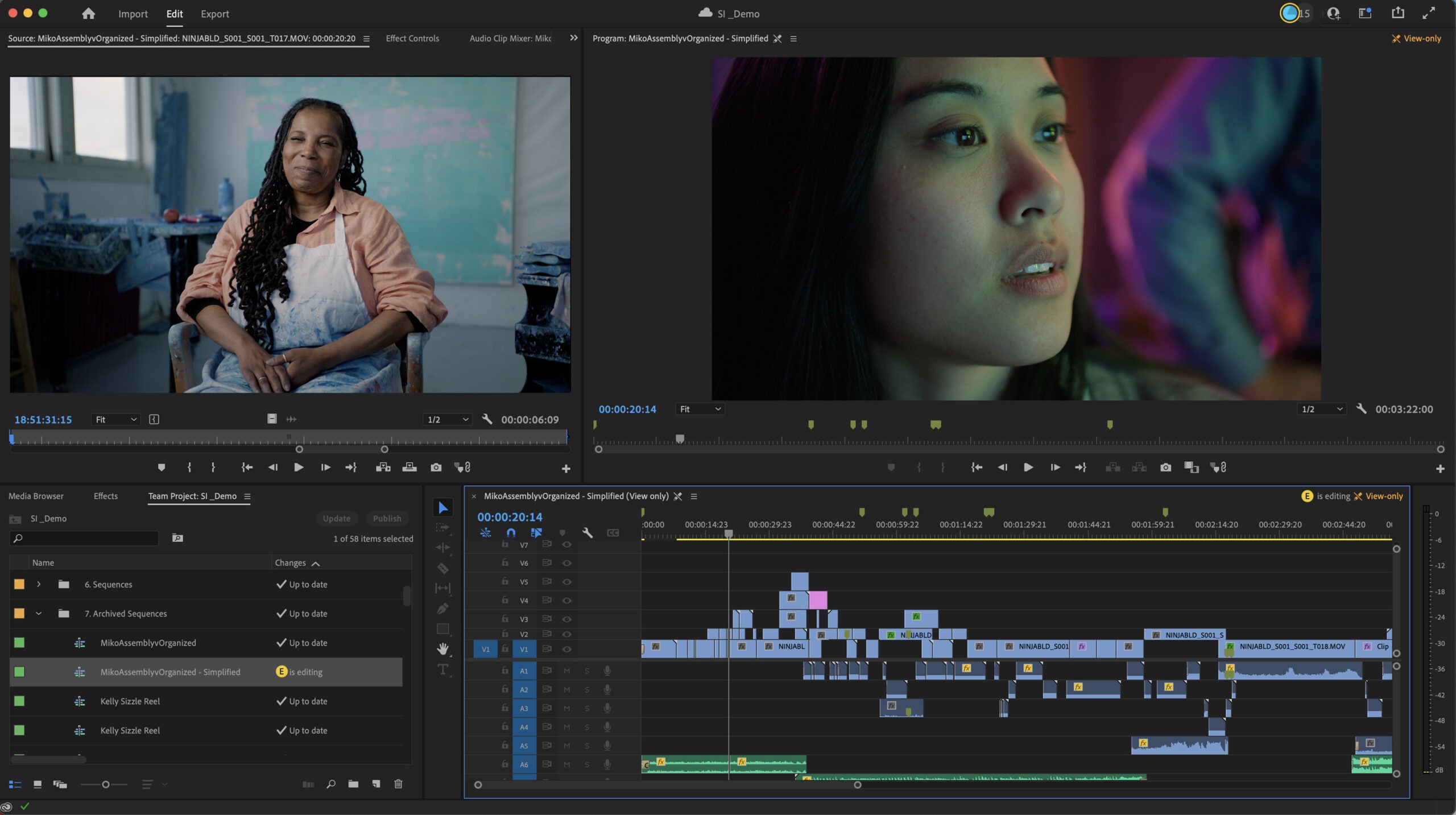 Screenshot of Adobe Premiere Pro collaboration tools