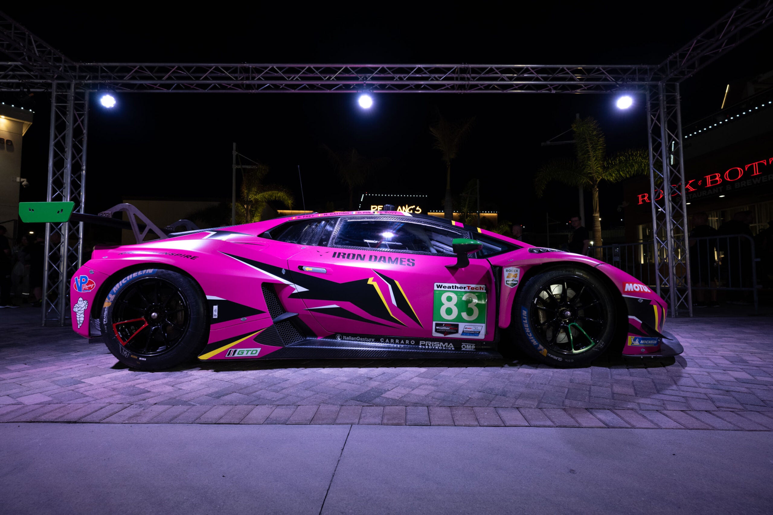 A pink race car