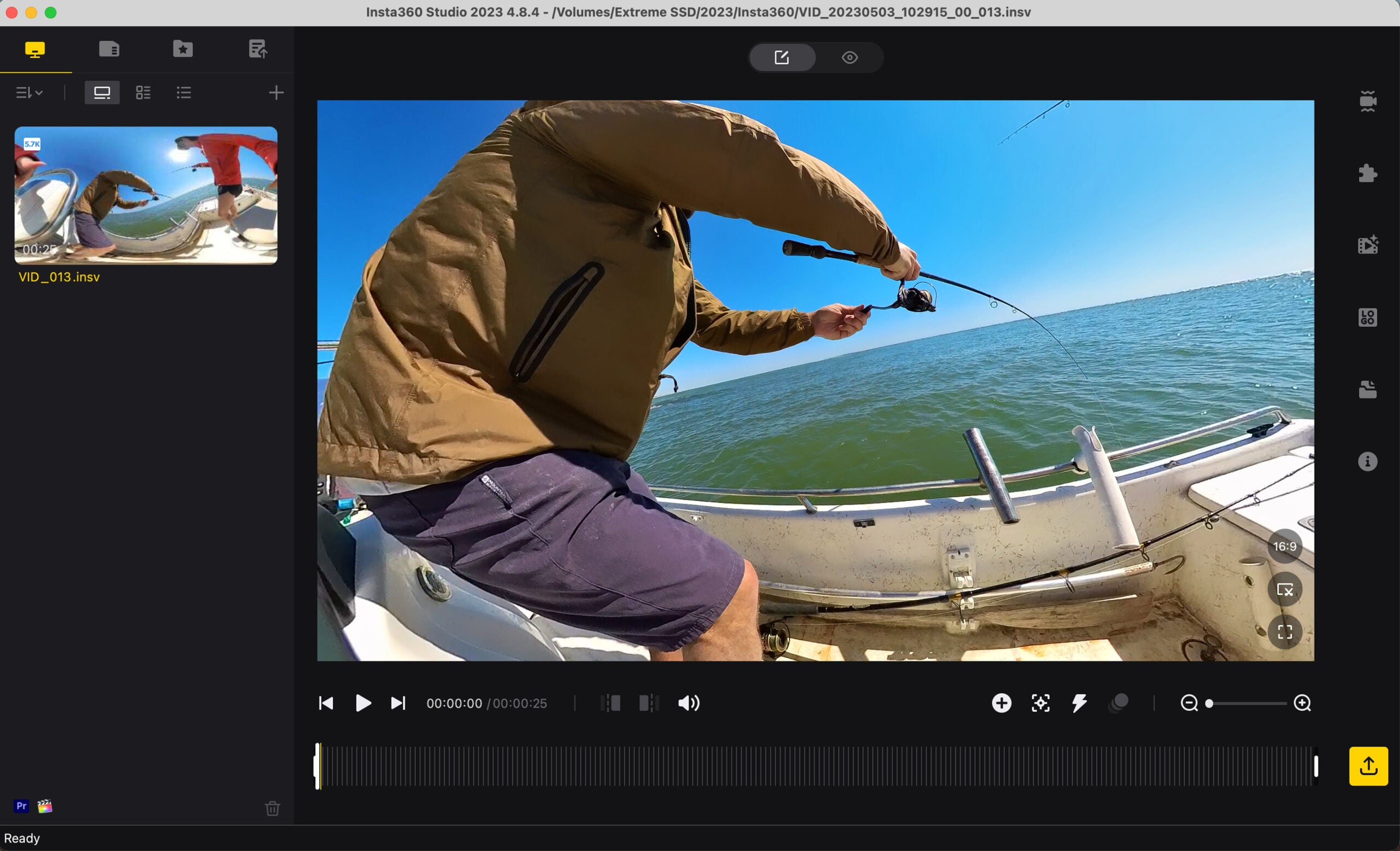 A screenshot of the Insta360 Studio desktop editing app