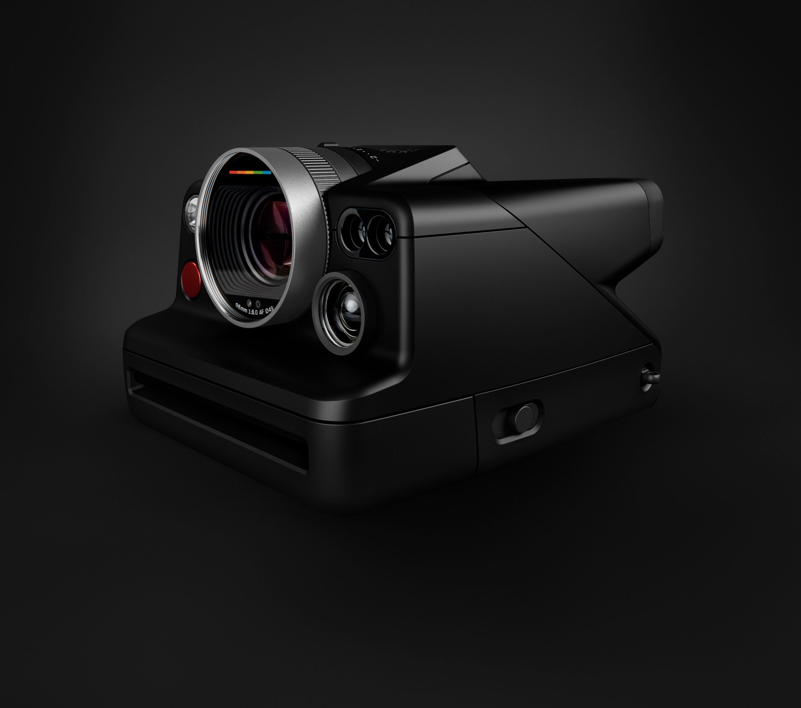 Polaroid I-2 instant camera against a black background